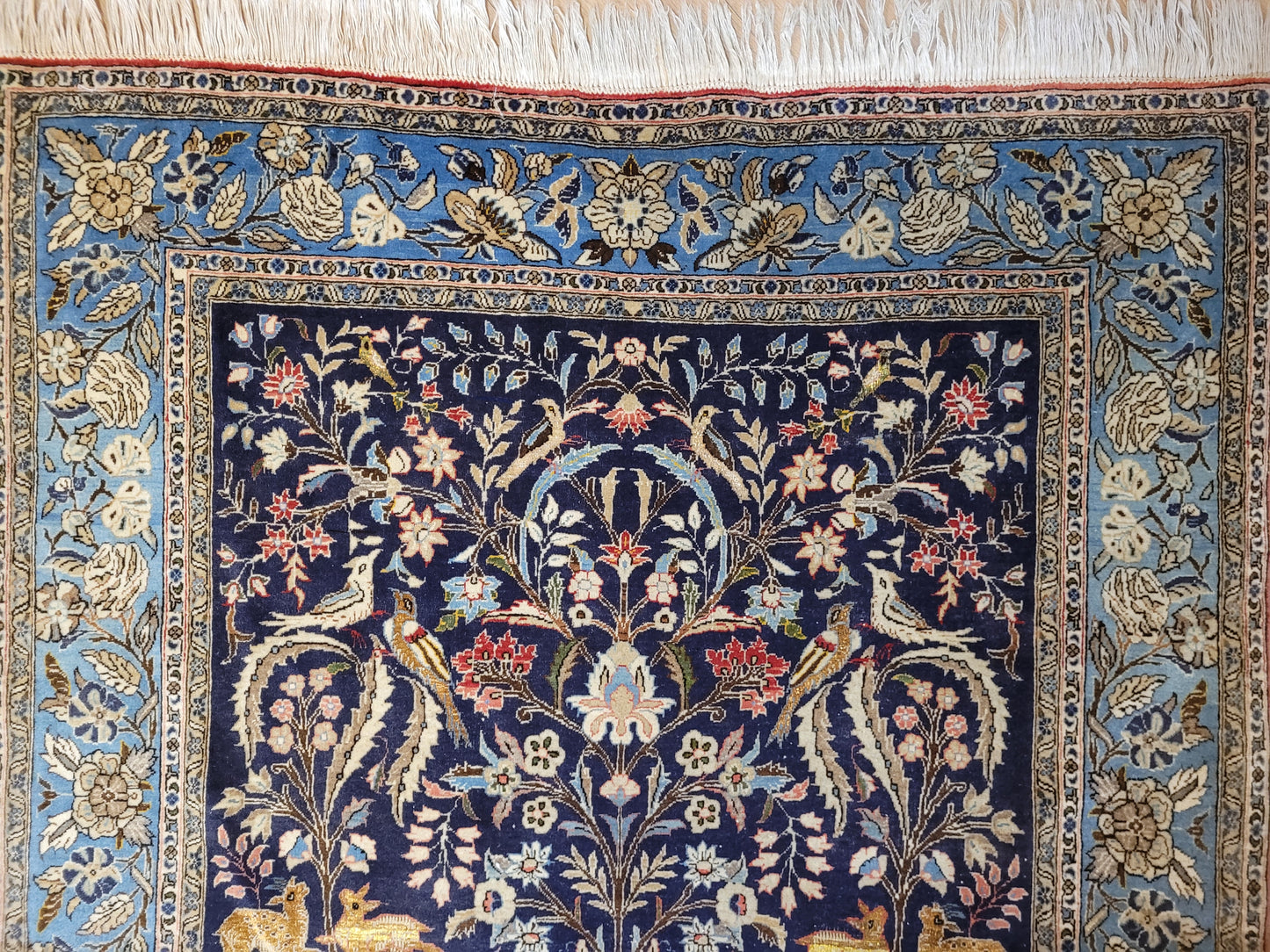 Ghom Teppich Korkwolle mit Seide Lebensbaum 203x135 cm