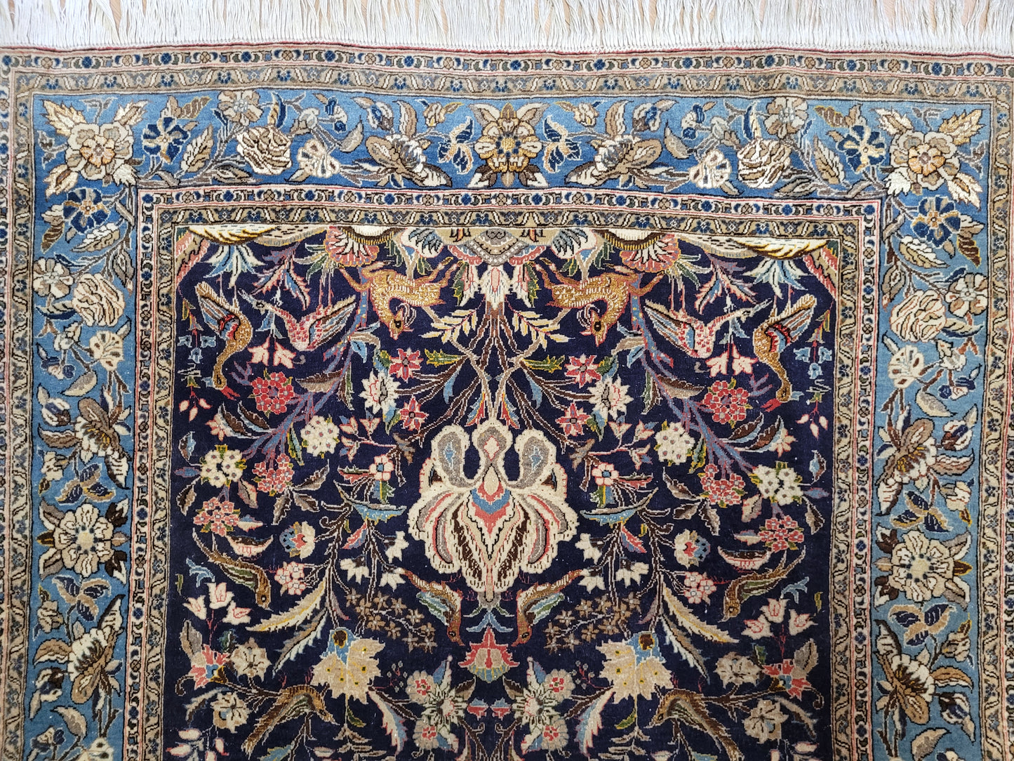 Ghom Teppich Korkwolle mit Seide Lebensbaum 203x135 cm