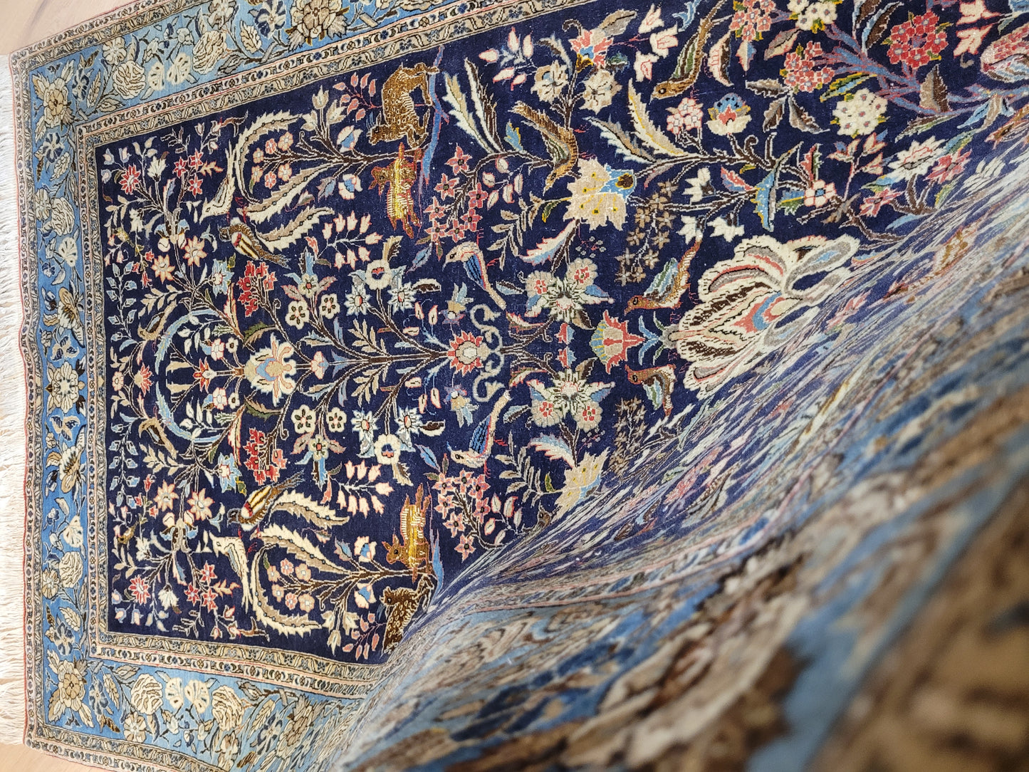 Ghom Teppich Korkwolle mit Seide Lebensbaum 203x135 cm