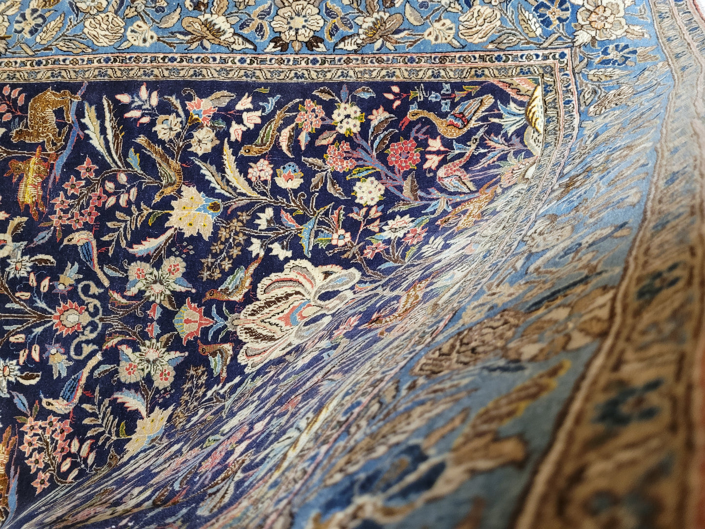 Ghom Teppich Korkwolle mit Seide Lebensbaum 203x135 cm