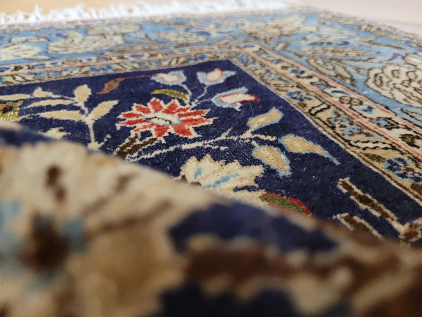 Ghom Teppich Korkwolle mit Seide Lebensbaum 203x135 cm