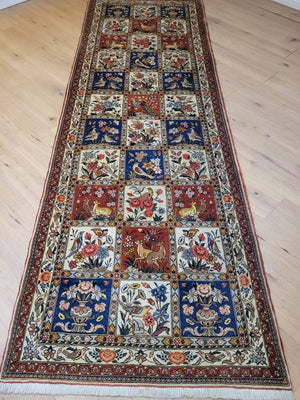 Bakhtiari Teppich Korkwolle Felderdesign 320x106 cm