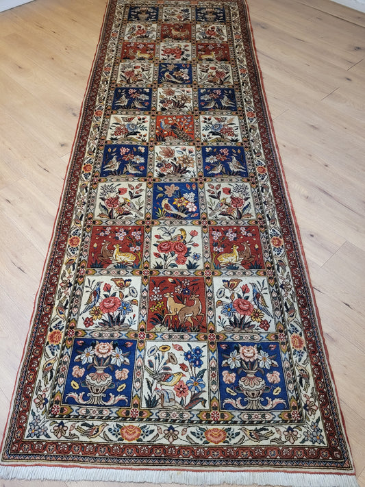 Bakhtiari Teppich Korkwolle Felderdesign 320x106 cm
