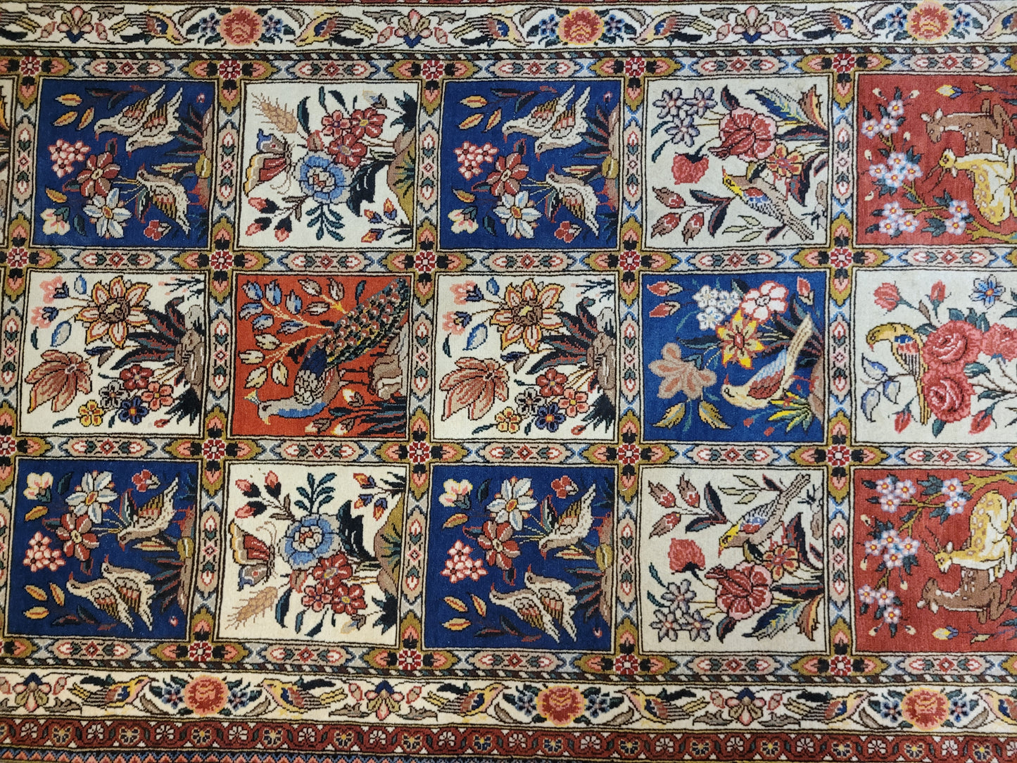 Bakhtiari Teppich Korkwolle Felderdesign 320x106 cm