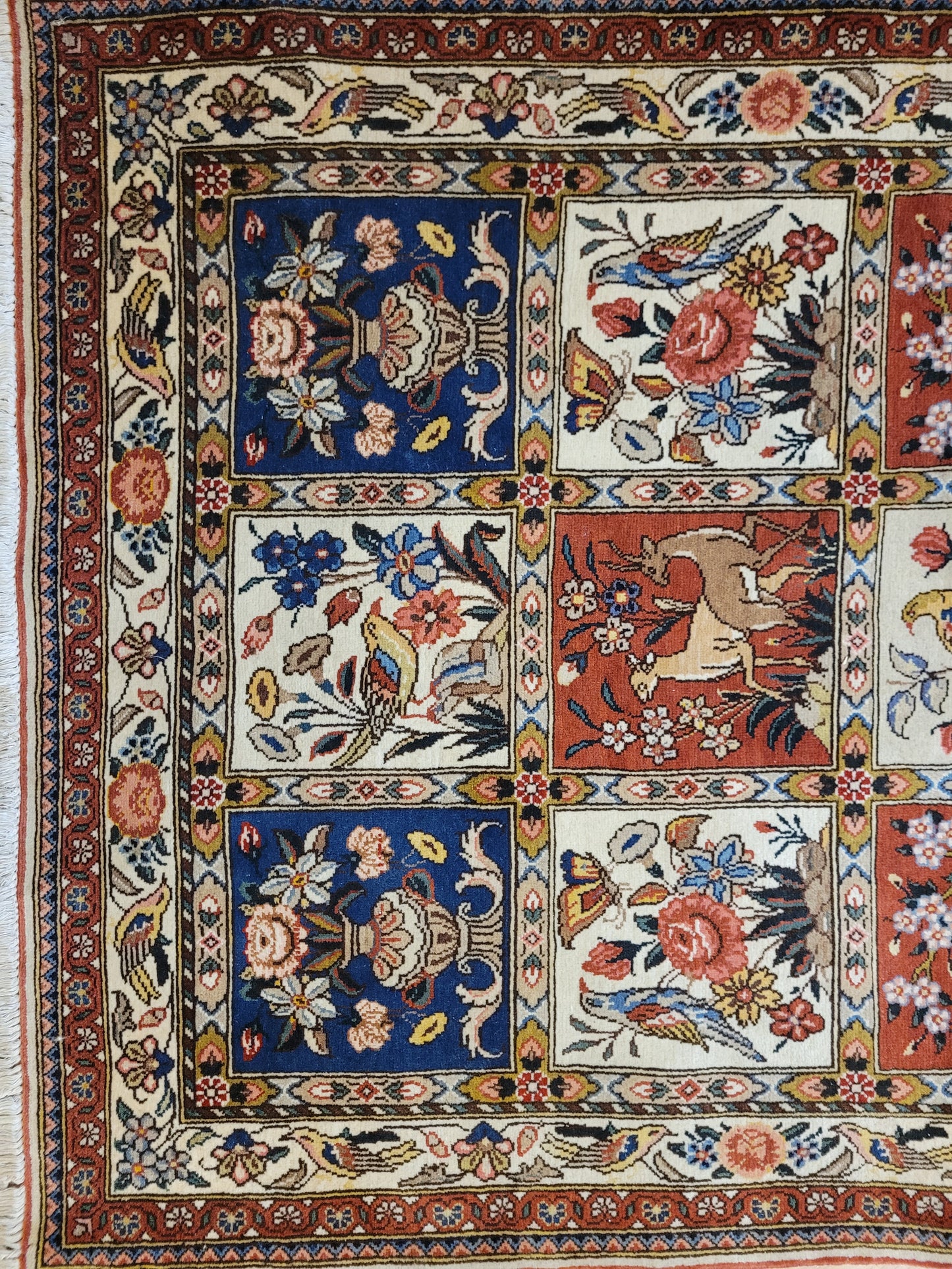 Bakhtiari Teppich Korkwolle Felderdesign 320x106 cm