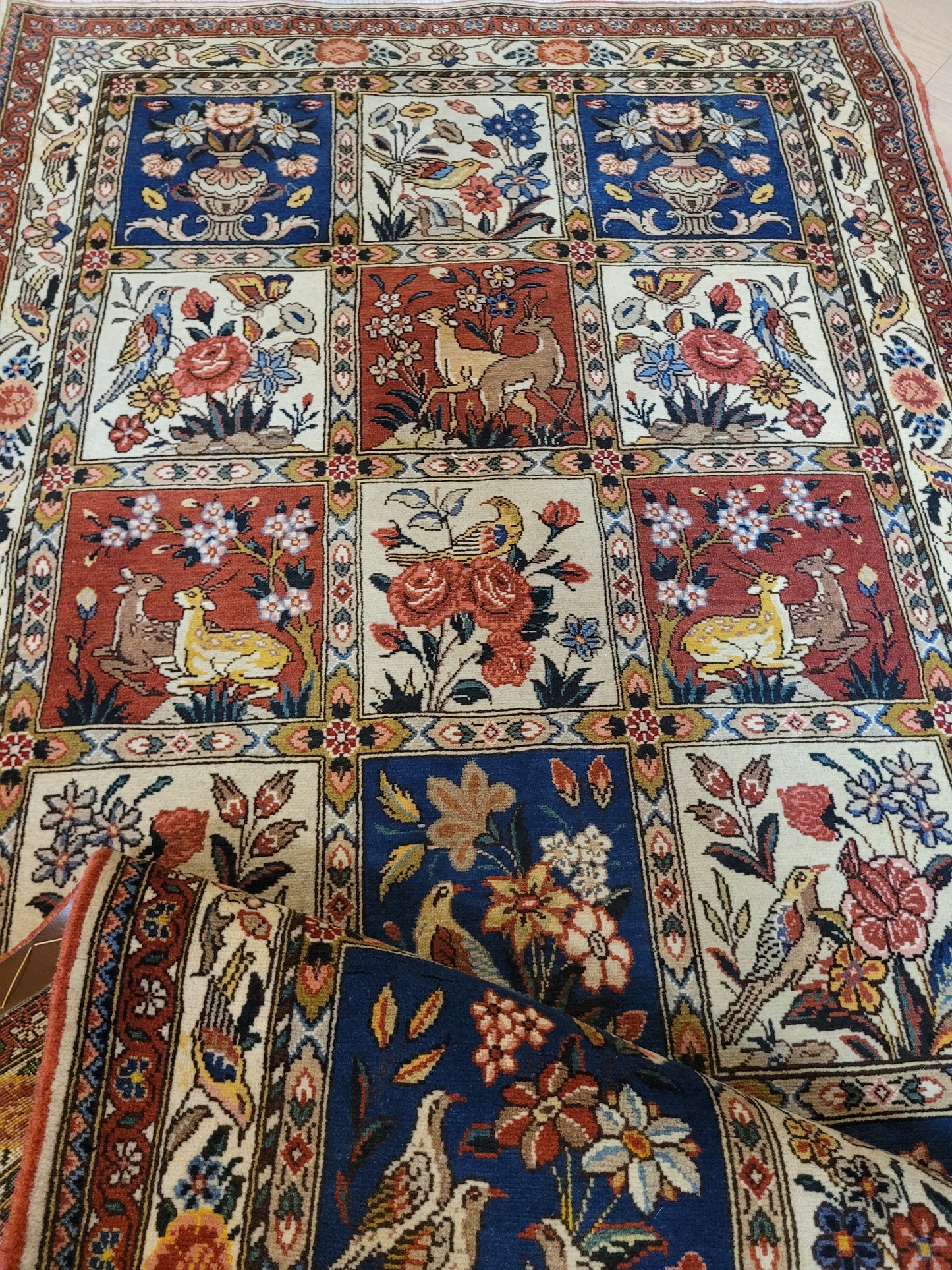 Bakhtiari Teppich Korkwolle Felderdesign 320x106 cm