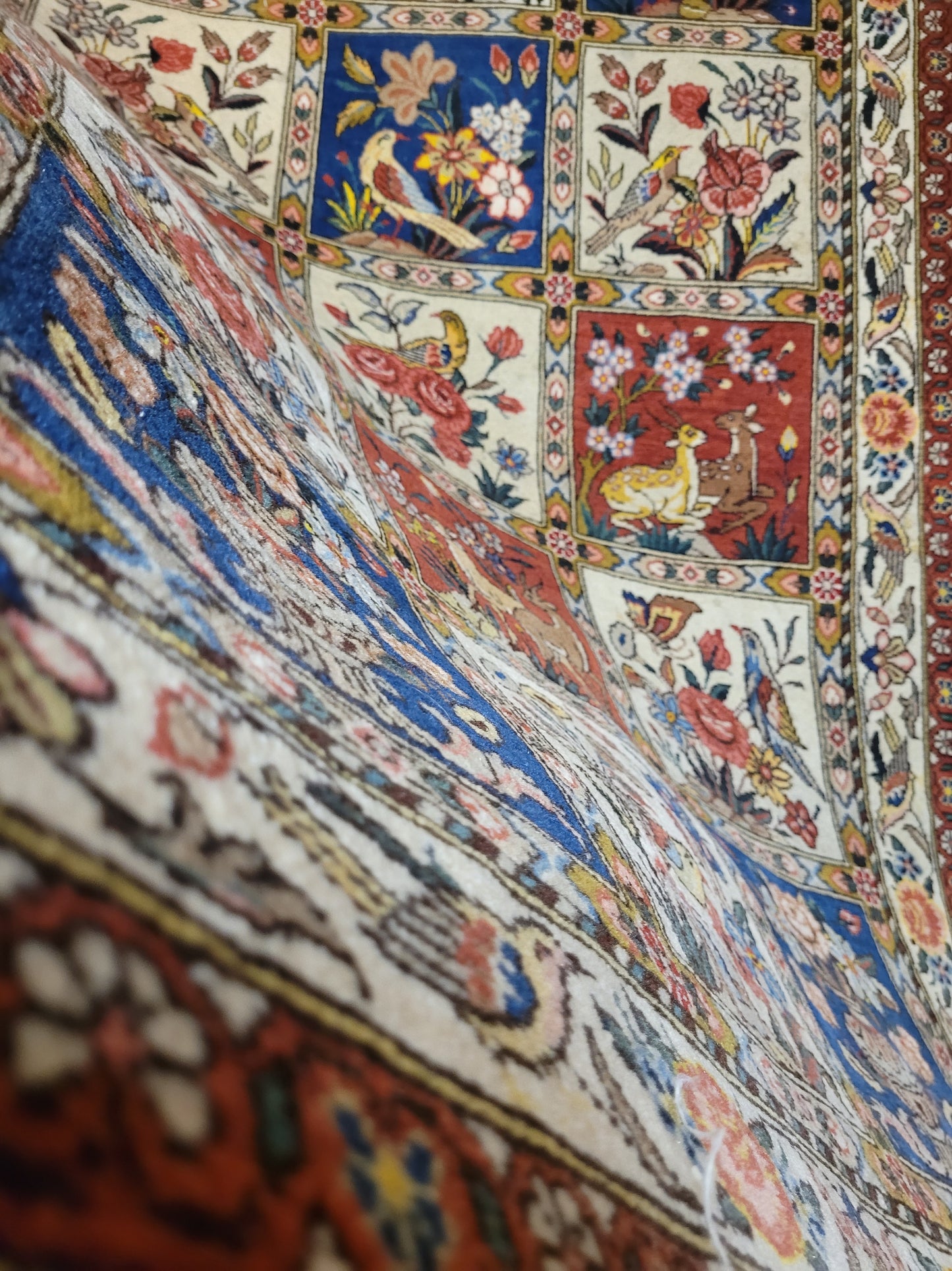 Bakhtiari Teppich Korkwolle Felderdesign 320x106 cm