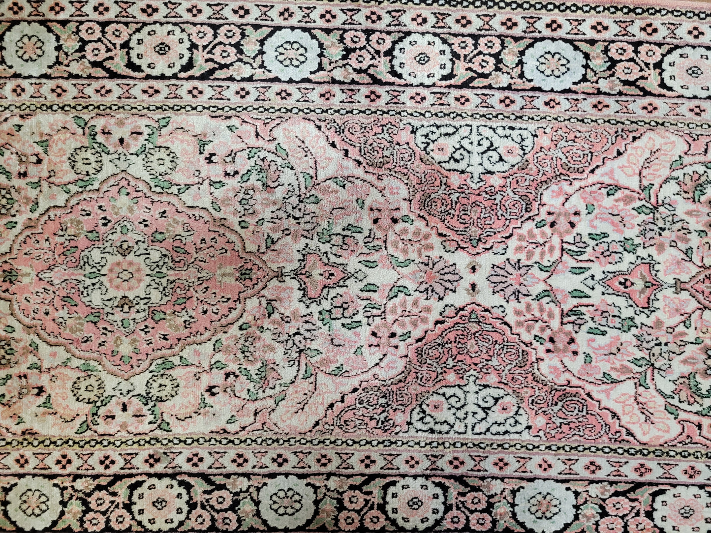 Ghom Läufer Seide auf Baumwolle feine Knüpfung 300x80 cm