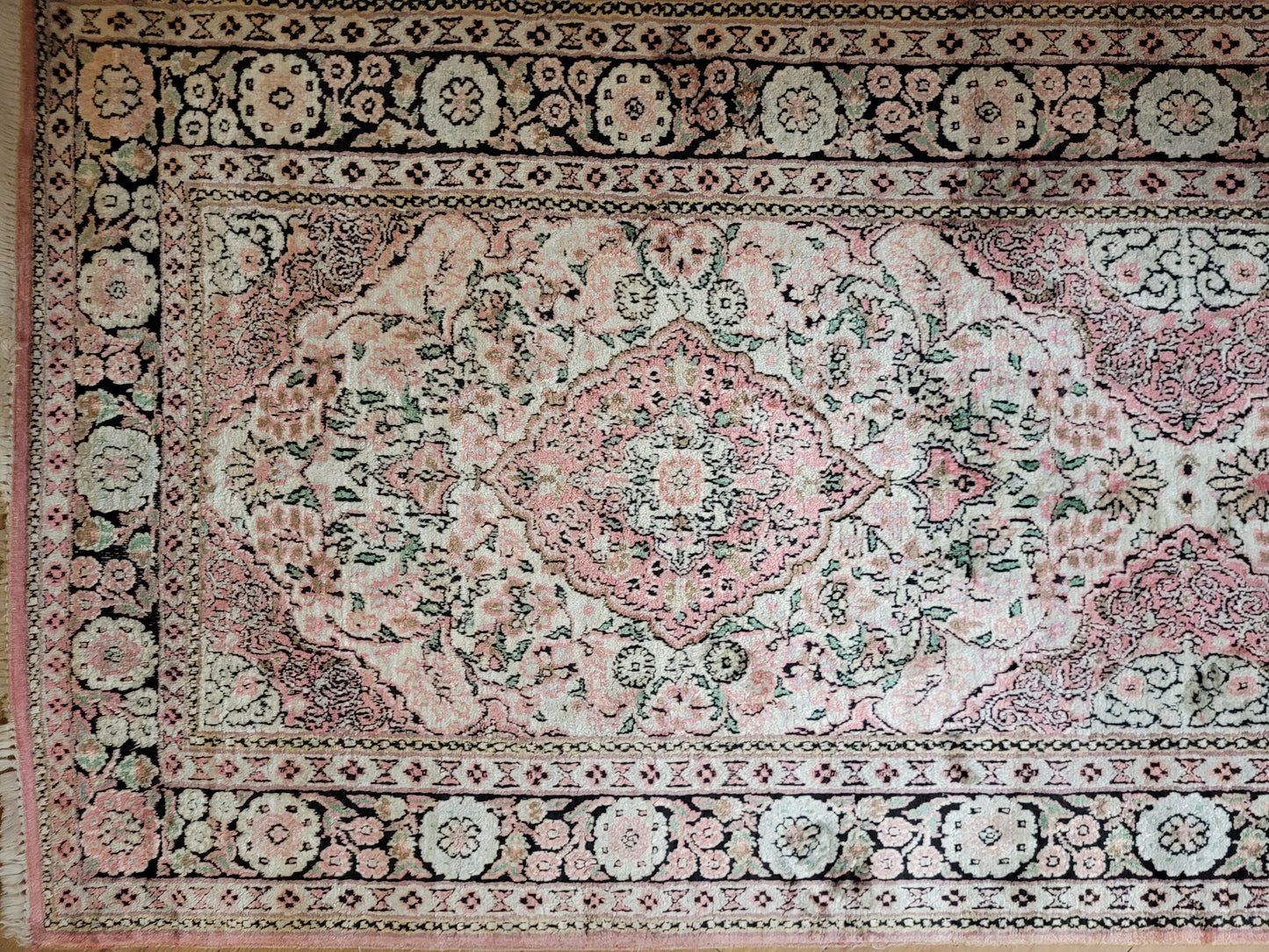 Ghom Läufer Seide auf Baumwolle feine Knüpfung 300x80 cm