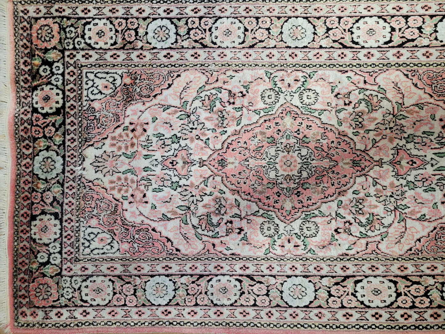 Ghom Läufer Seide auf Baumwolle feine Knüpfung 300x80 cm