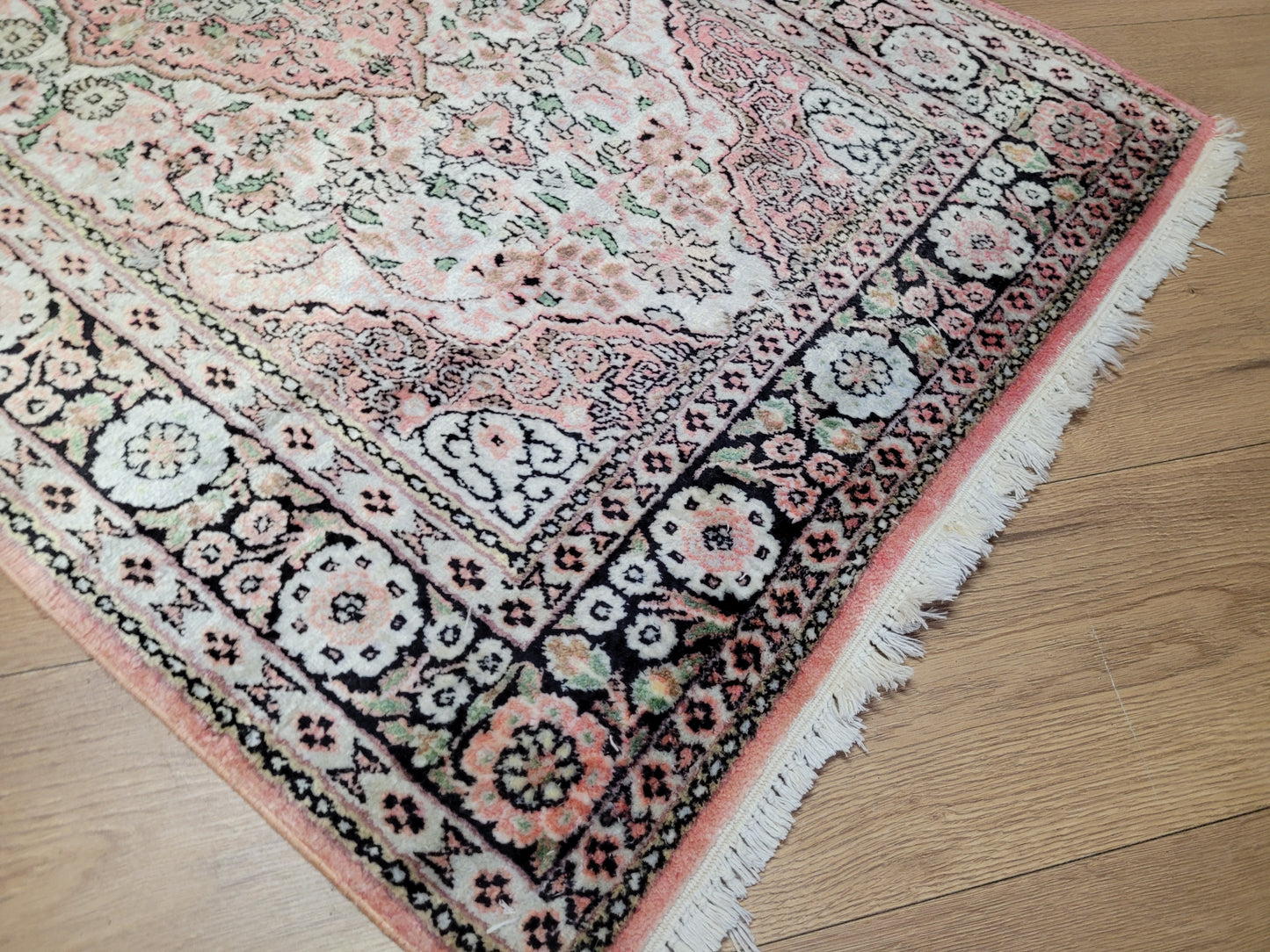 Ghom Läufer Seide auf Baumwolle feine Knüpfung 300x80 cm