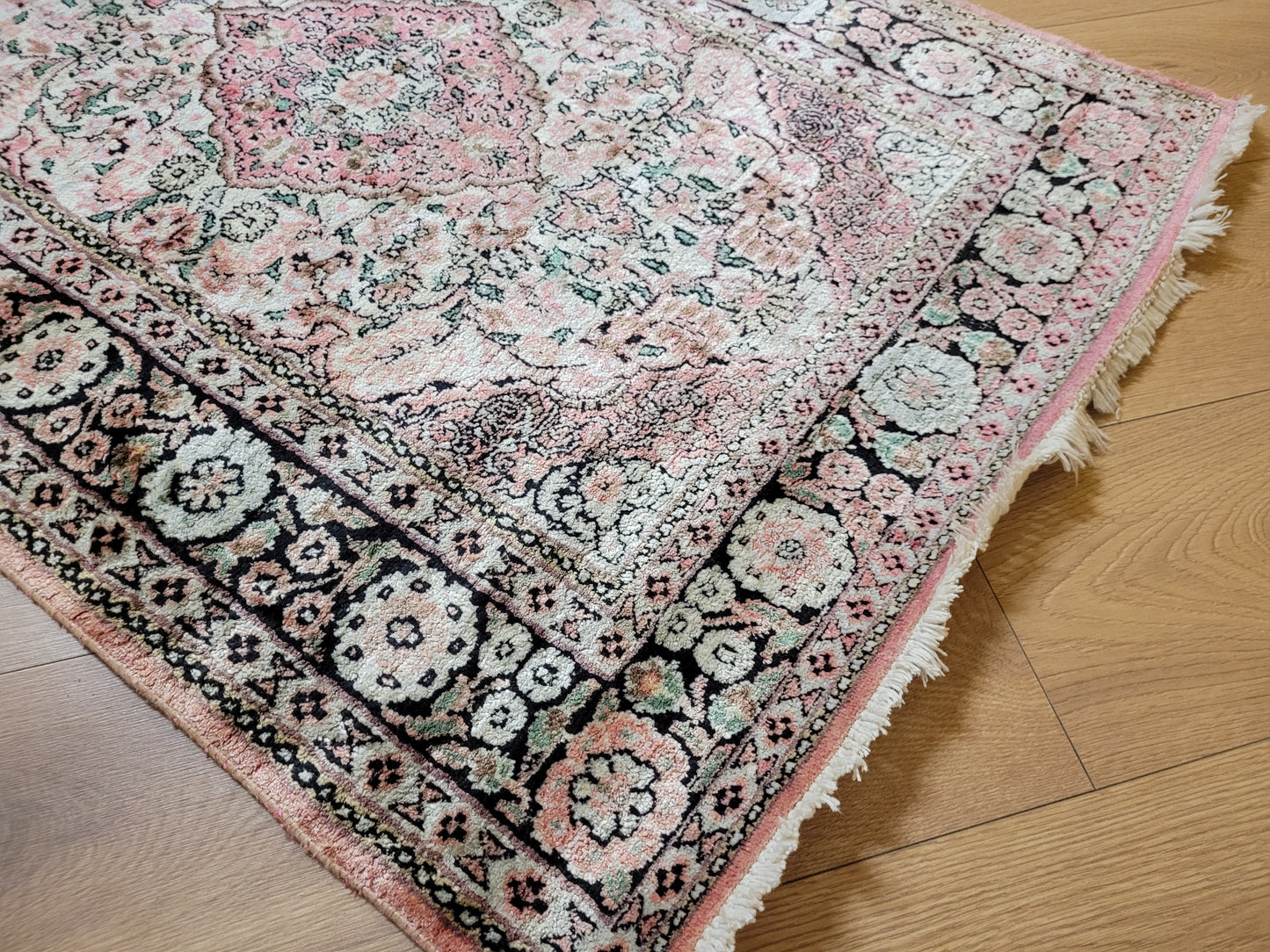 Ghom Läufer Seide auf Baumwolle feine Knüpfung 300x80 cm