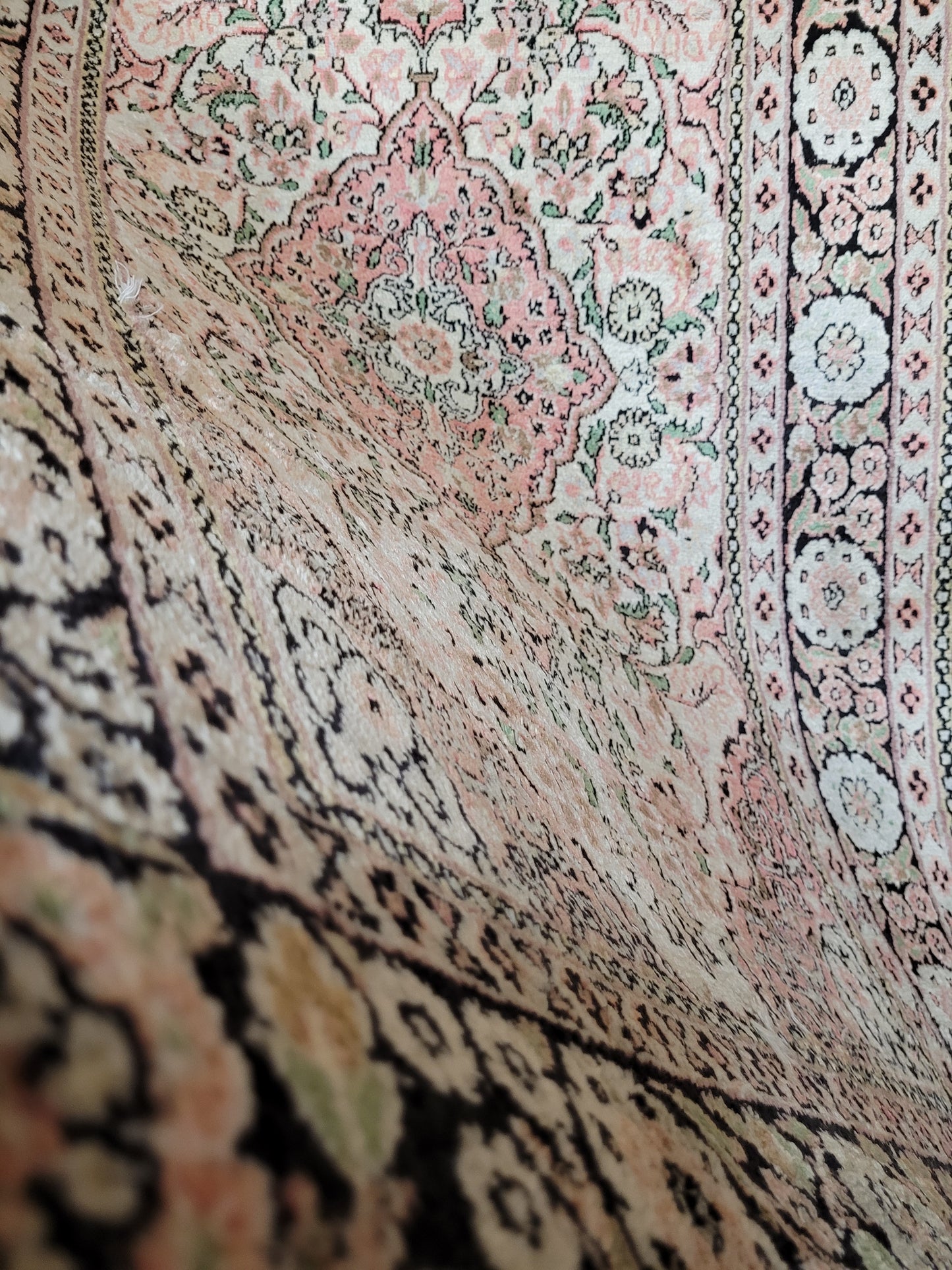 Ghom Läufer Seide auf Baumwolle feine Knüpfung 300x80 cm