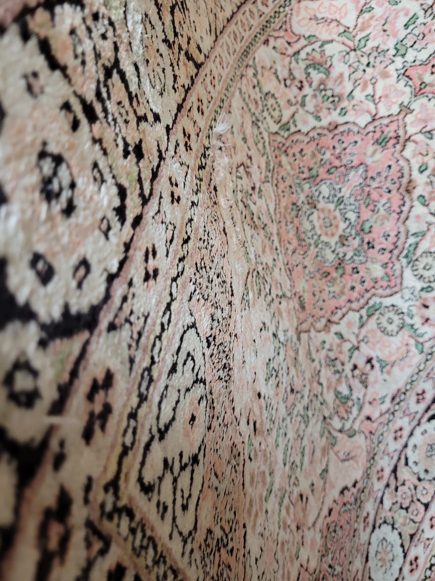 Ghom Läufer Seide auf Baumwolle feine Knüpfung 300x80 cm