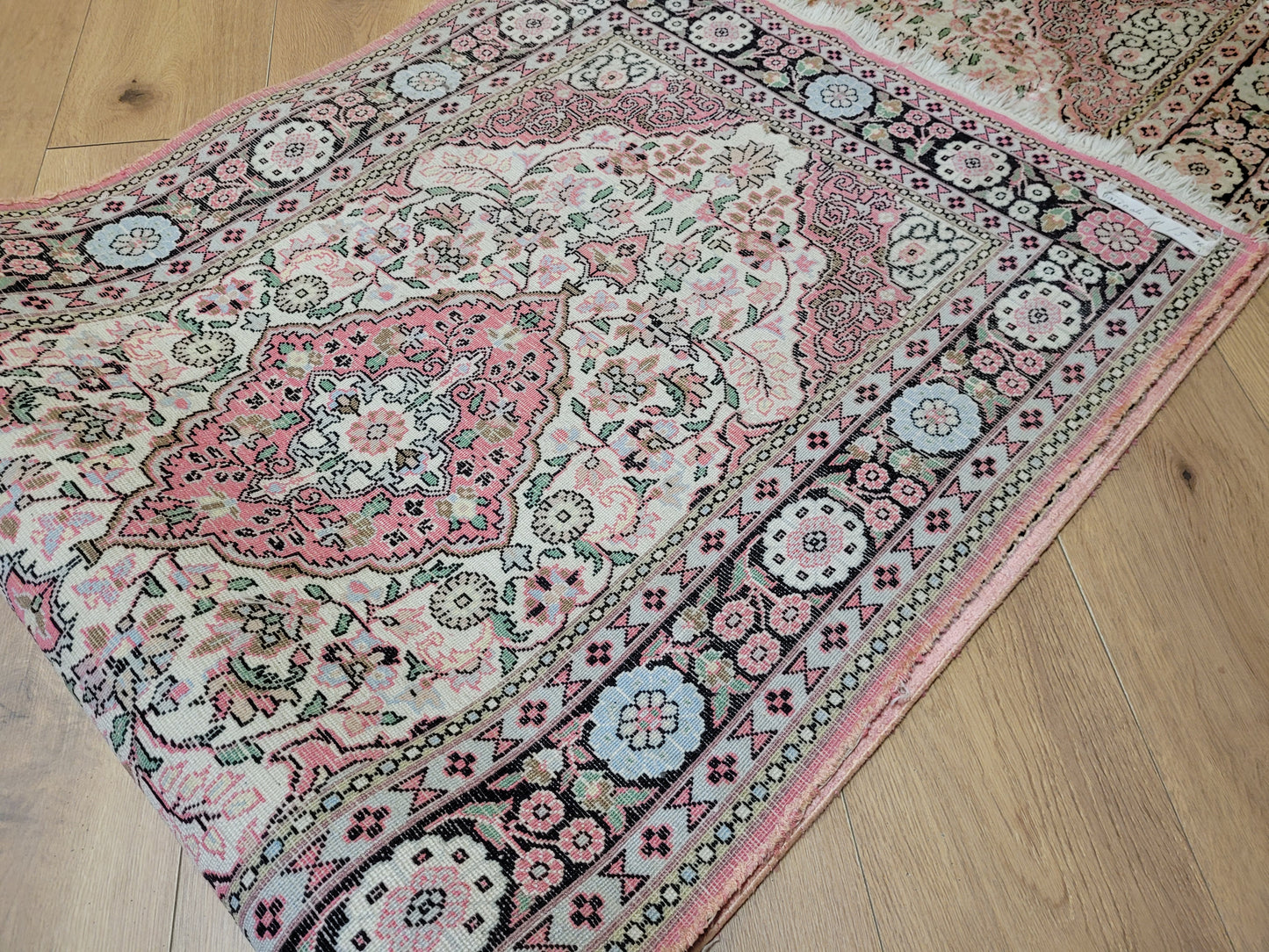 Ghom Läufer Seide auf Baumwolle feine Knüpfung 300x80 cm