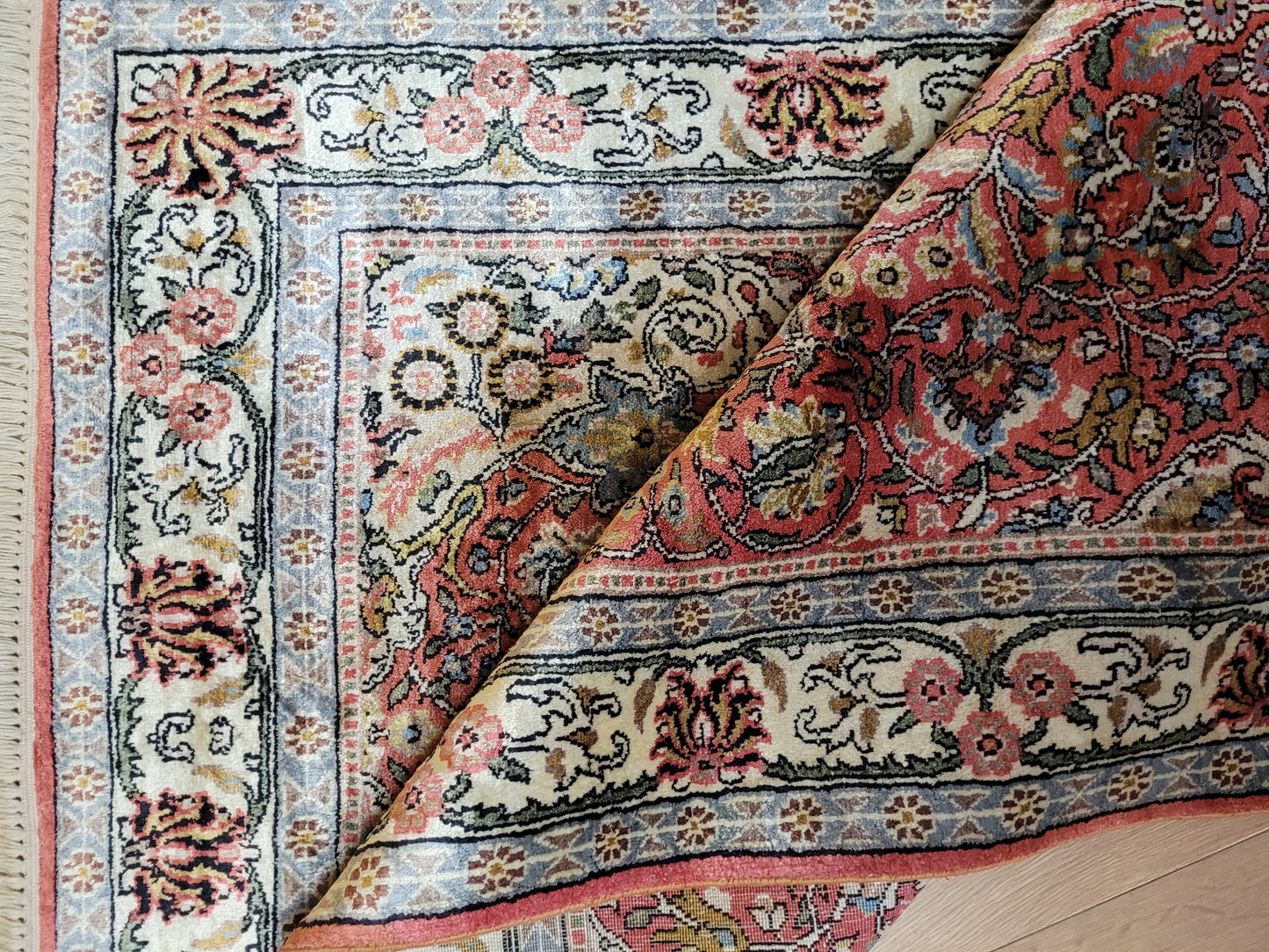 Ghom Teppich Naturseide fein handgeknüpft 162×95 cm