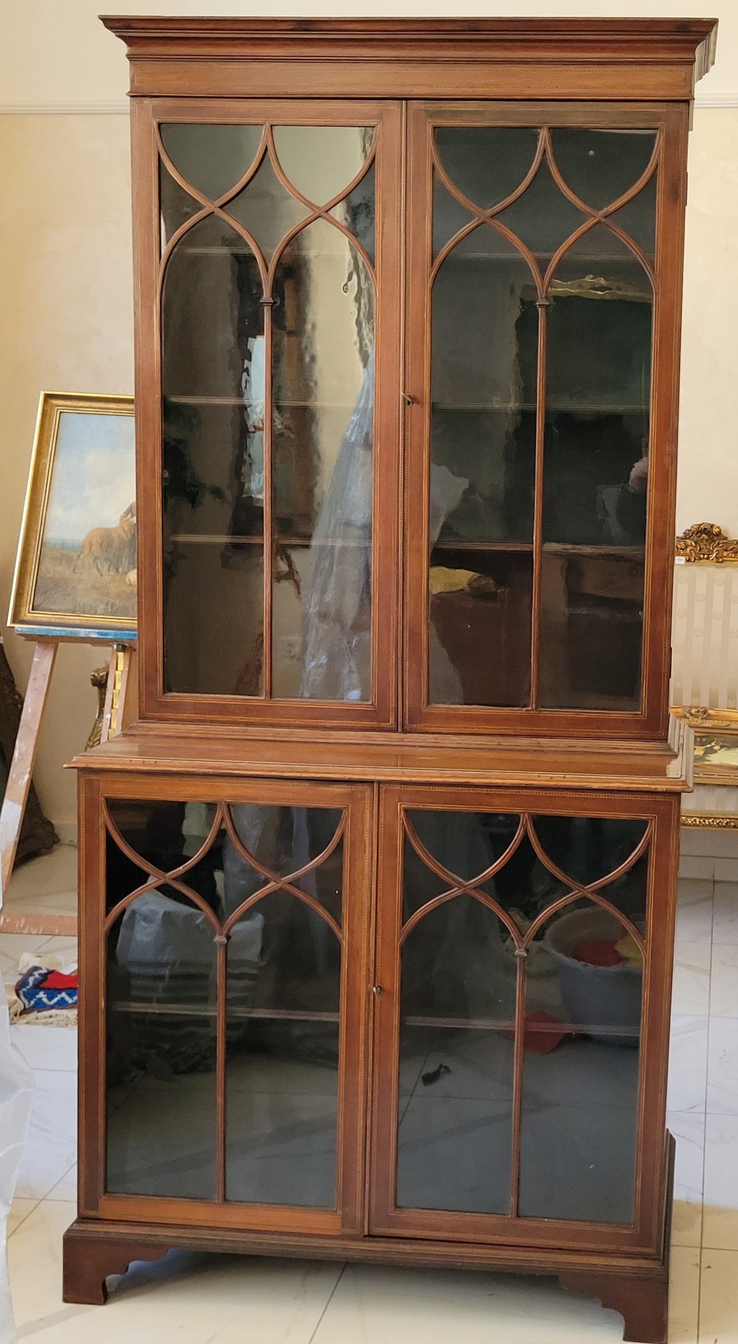 Englischer Bücherschrank – Mahagoni mit Glasfüllungen – ca. 19./20. Jahrhundert