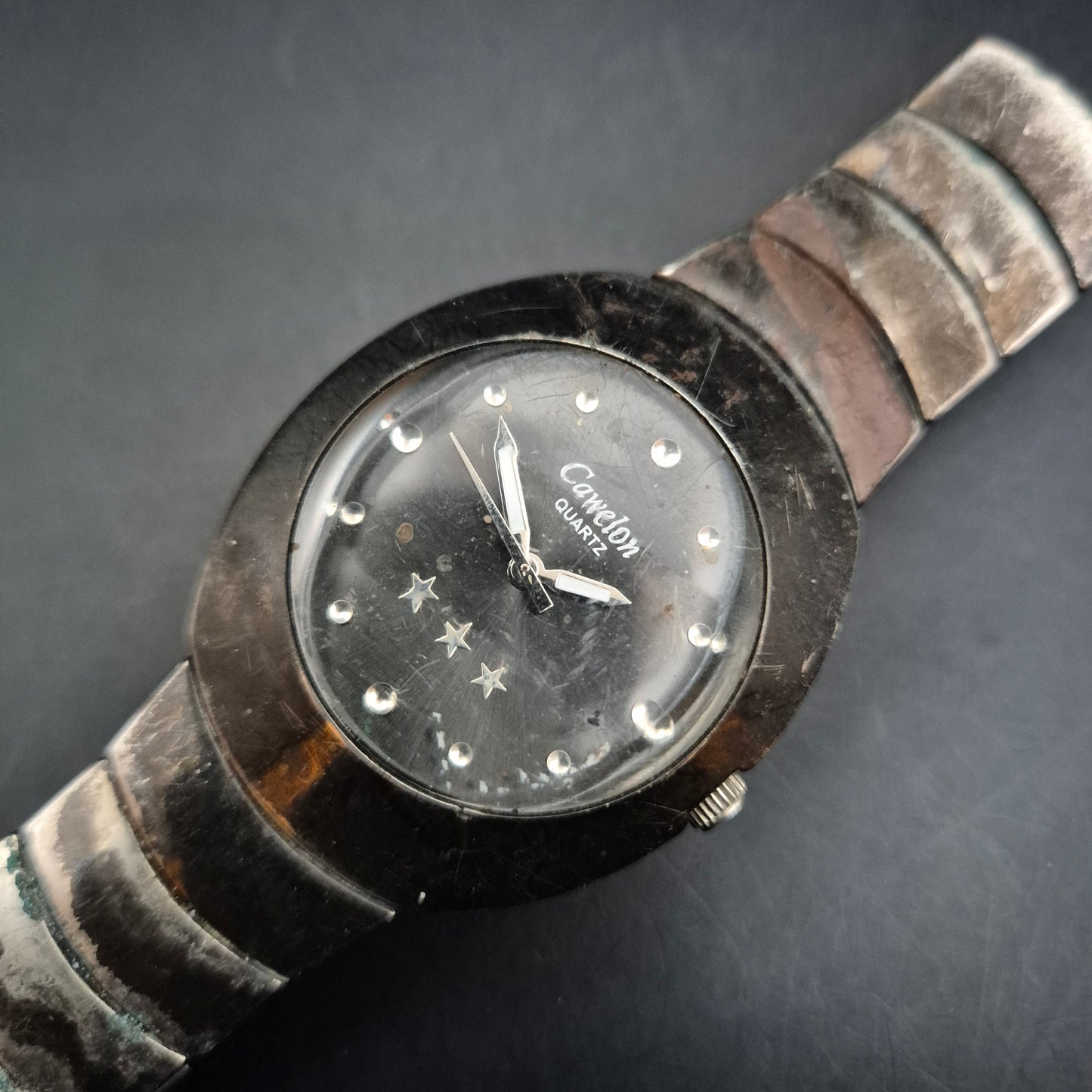 Camelon Damen Uhr – Schwarzes Zifferblatt mit Sternendetails