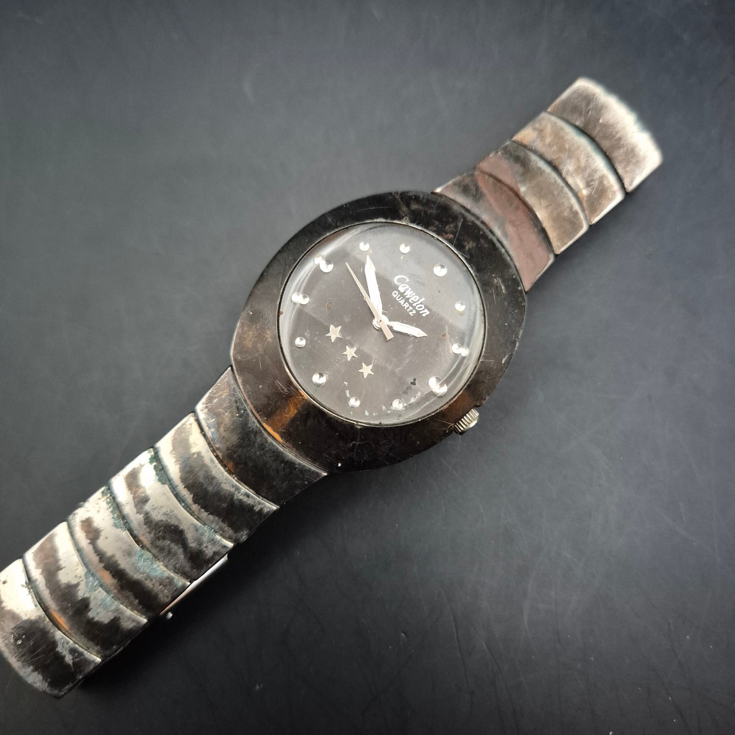 Camelon Damen Uhr – Schwarzes Zifferblatt mit Sternendetails