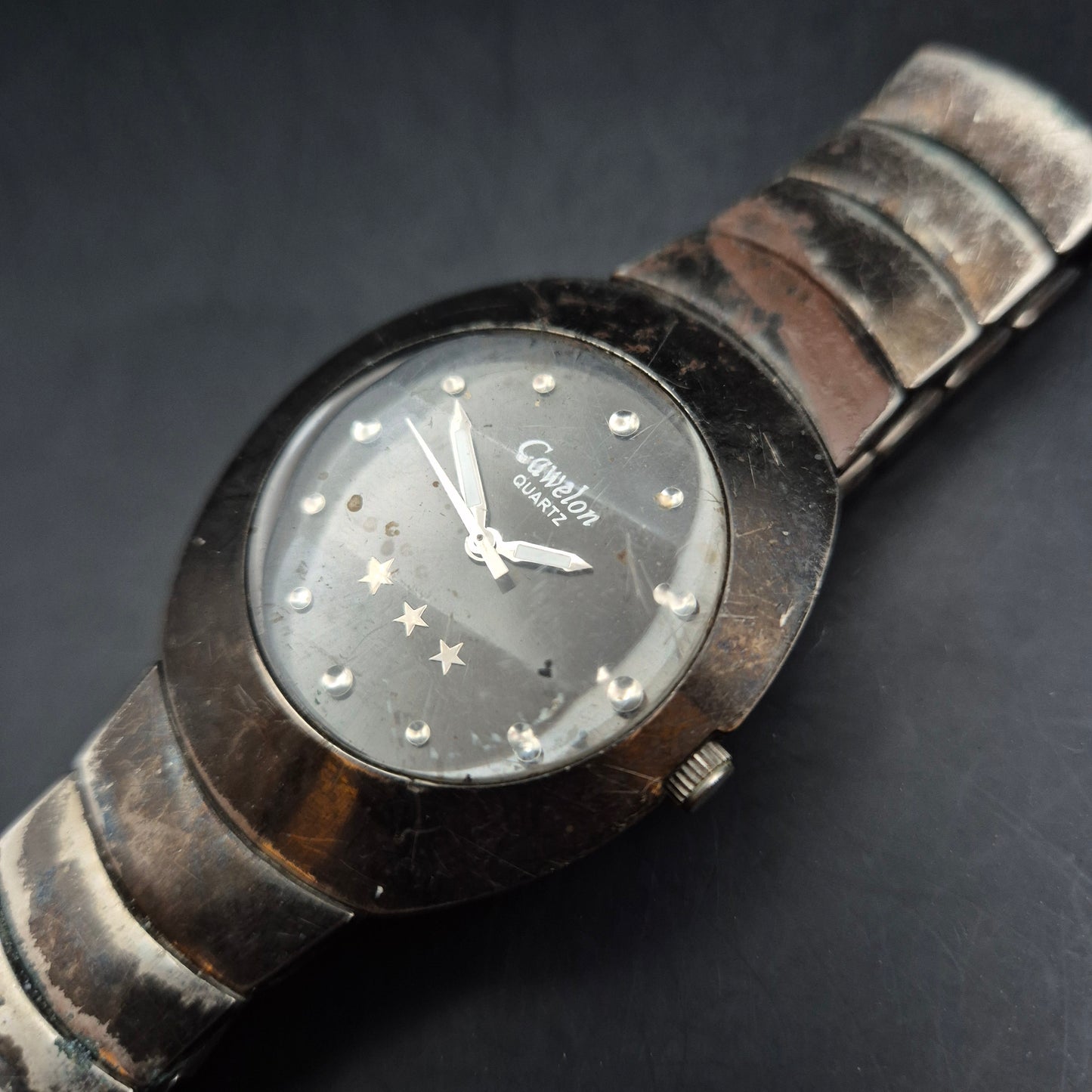 Camelon Damen Uhr – Schwarzes Zifferblatt mit Sternendetails