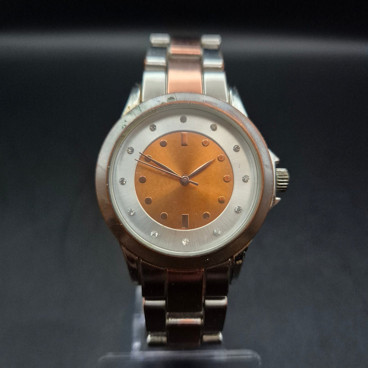 Elegante Damen Uhr Bicolor – Roségold-Akzente mit Glitzersteinen