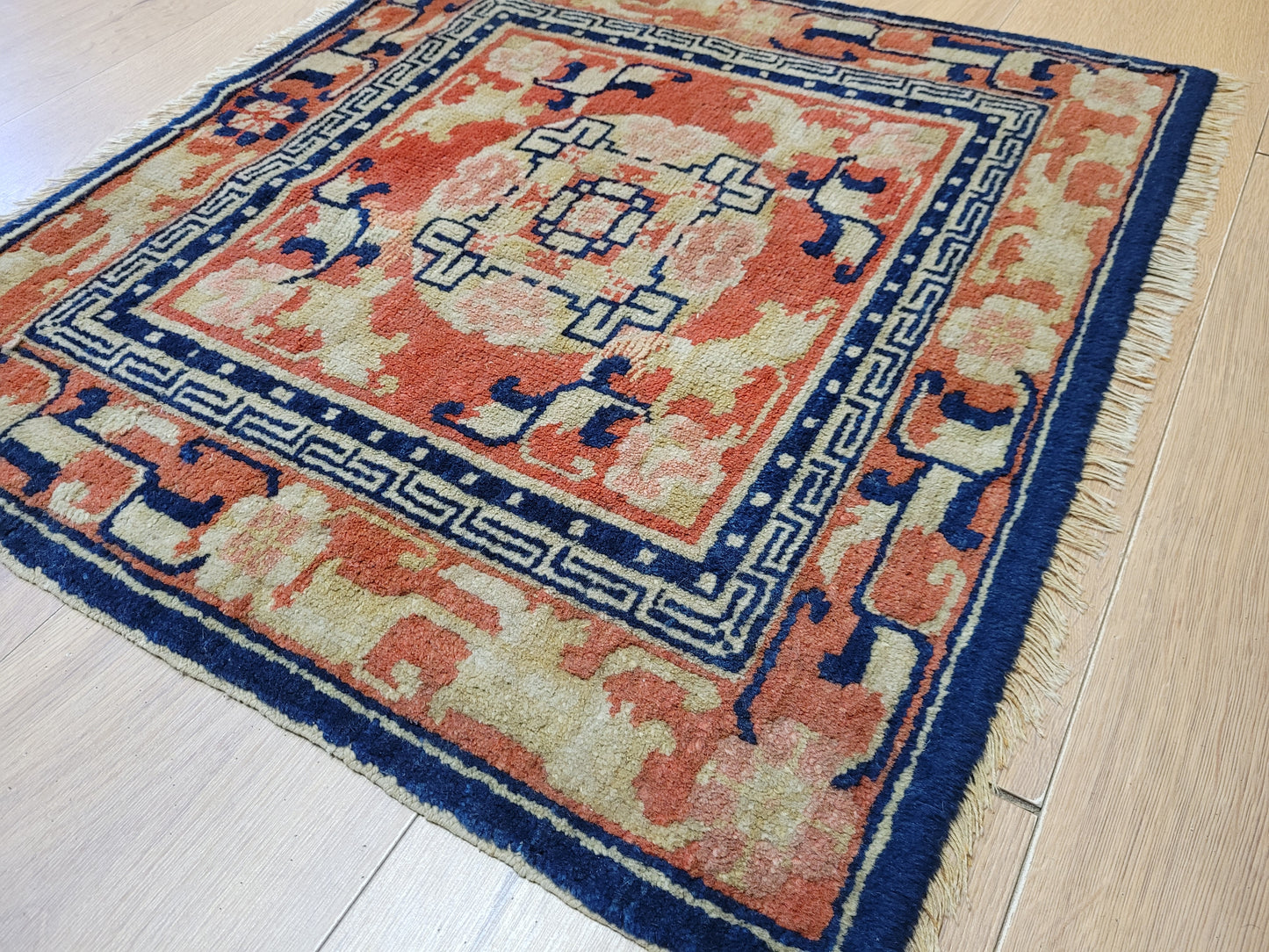 China Teppich antik geometrisch florales Muster 69×62 cm