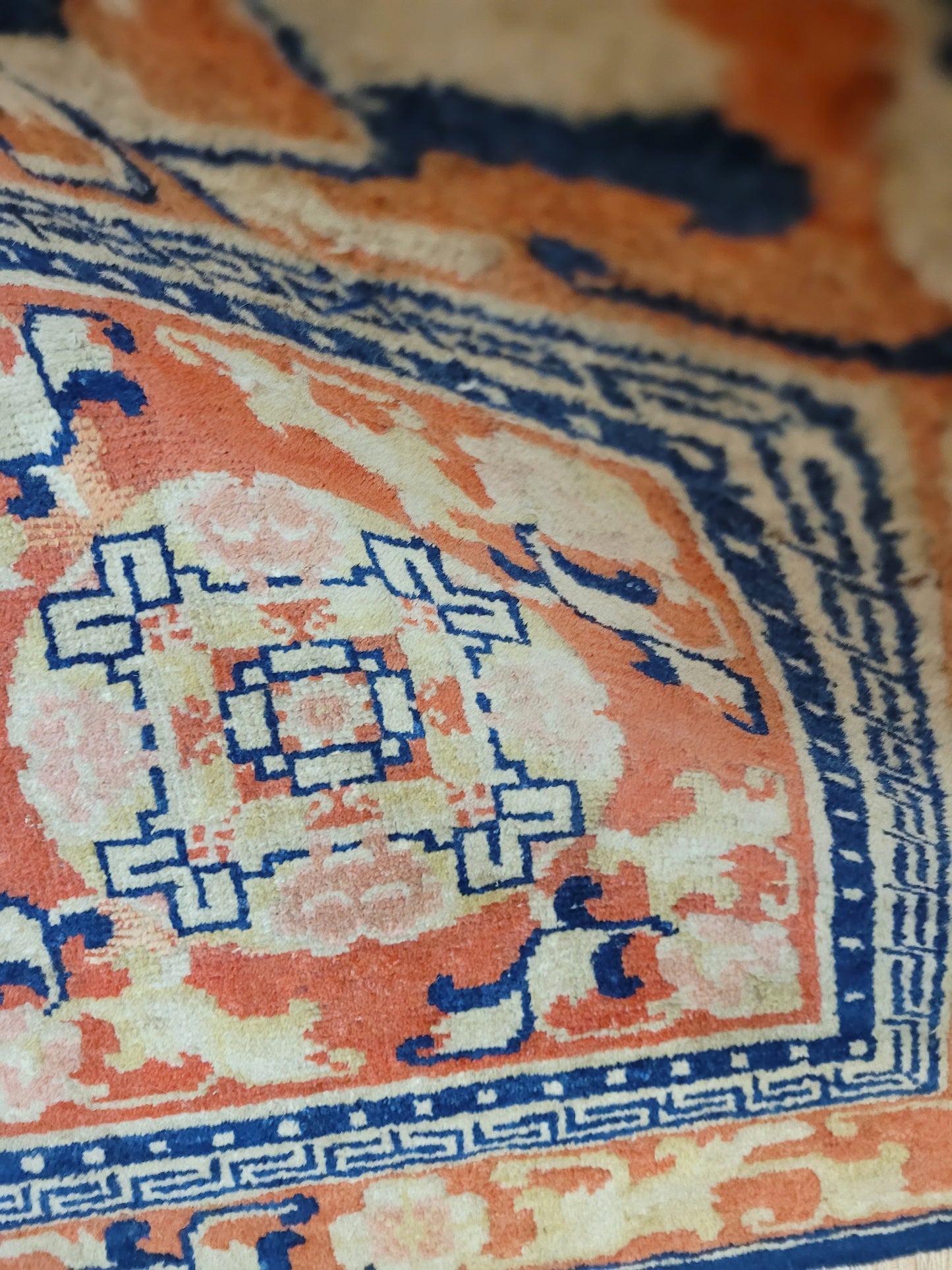 China Teppich antik geometrisch florales Muster 69×62 cm