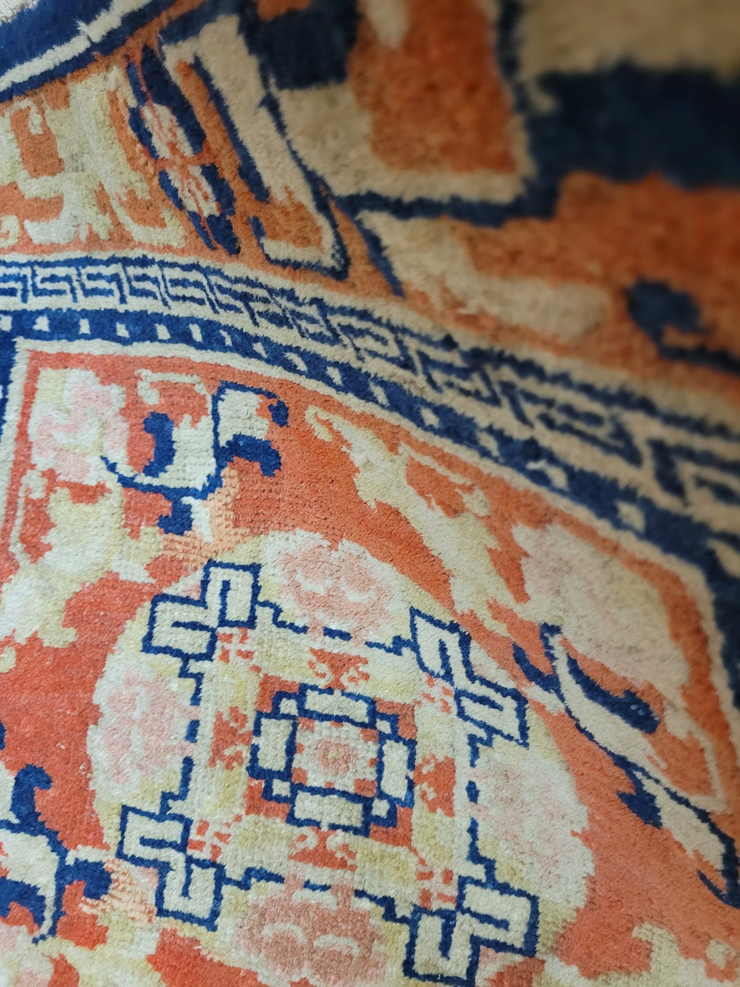 China Teppich antik geometrisch florales Muster 69×62 cm