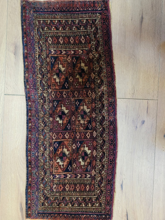 Jomut Turkmen Teppich antik geometrisch 84×35 cm