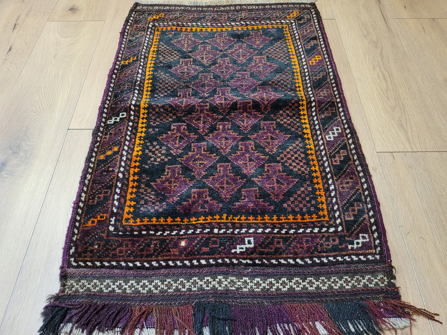 Belutsch Teppich antik geometrisch fein 126×40 cm