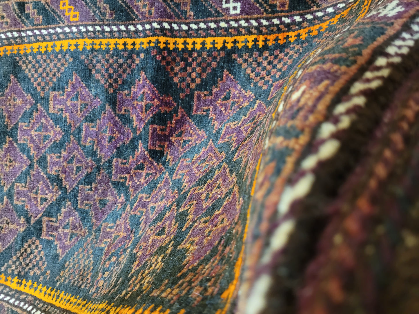 Belutsch Teppich antik geometrisch fein 126×40 cm