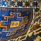 Belutsch Teppich antik geometrisch blau orange 56×60 cm
