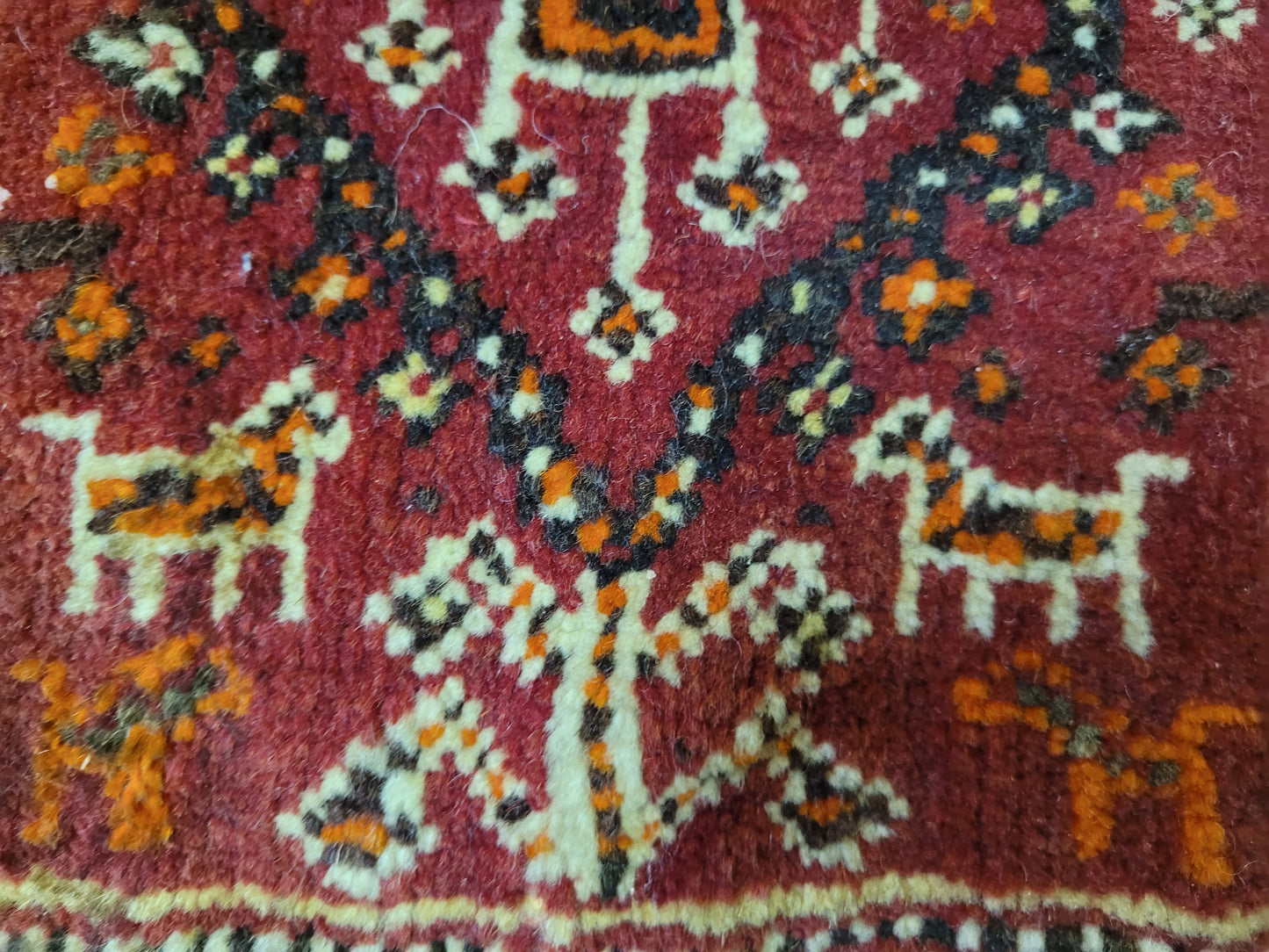 Orientteppich Handgeknüpft Gaschghai Teppich Tiermotiv Rot 30×33 cm