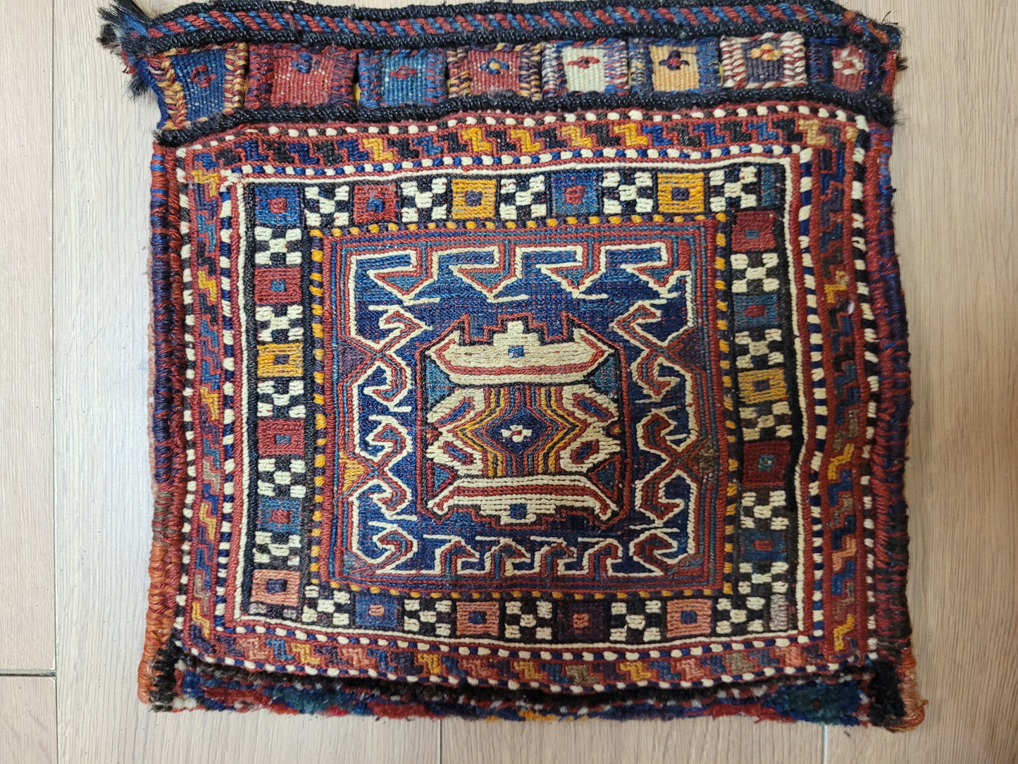 Orientteppich handgeknüpft Kelim Tasche 35×35 cm antik