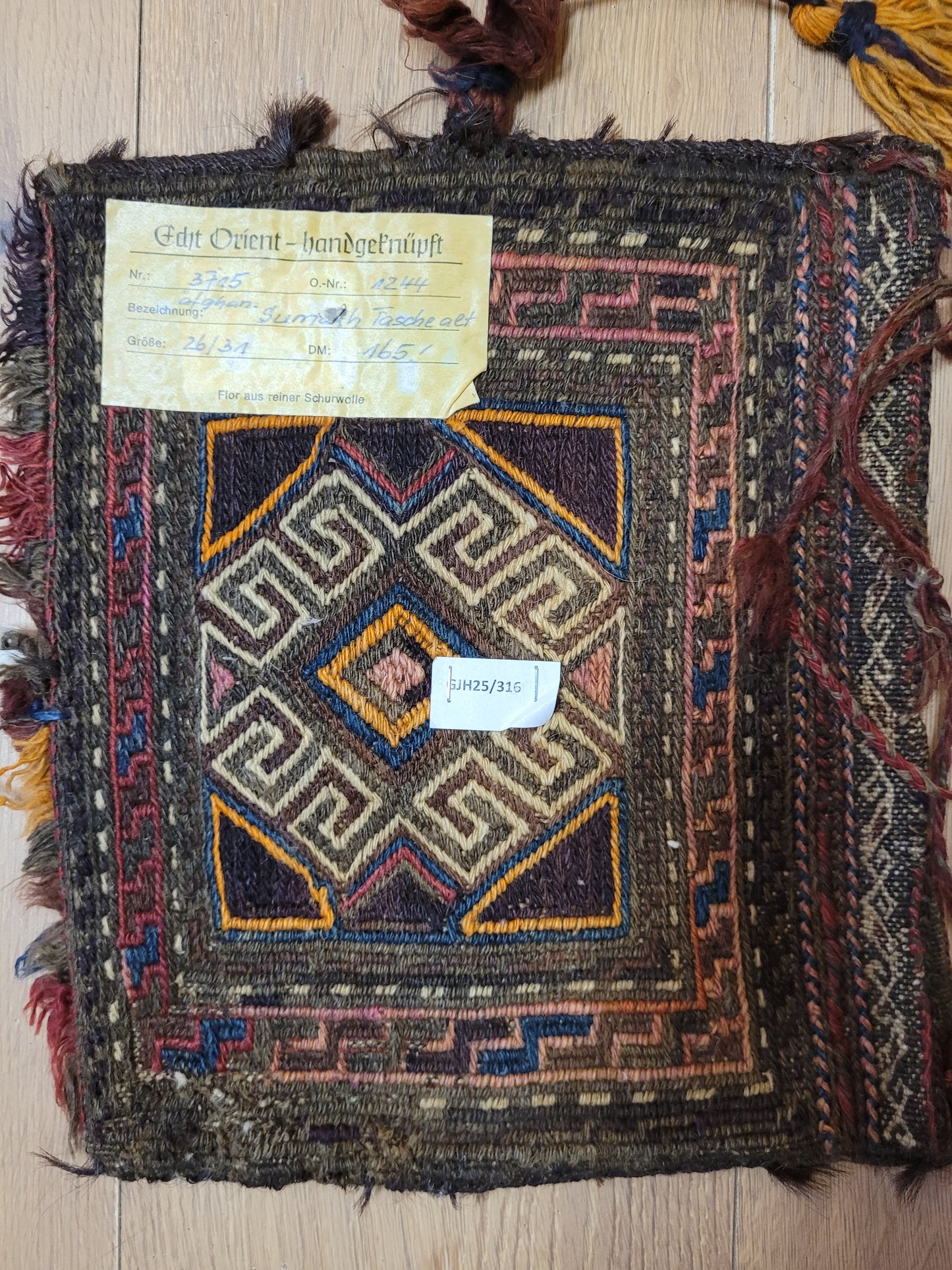 Orientteppich handgeknüpft Kelim Tasche 26×31 cm antik