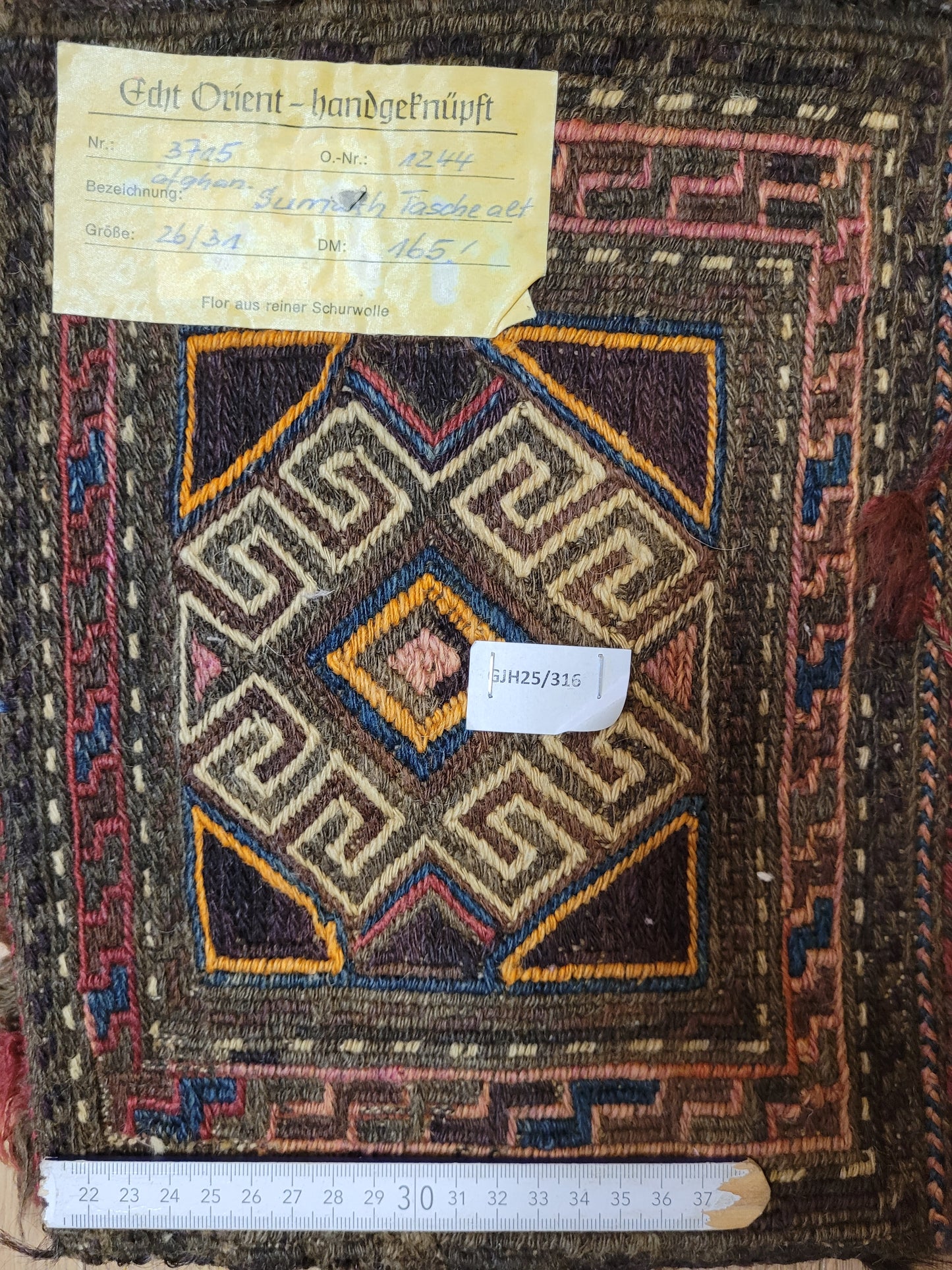 Orientteppich handgeknüpft Kelim Tasche 26×31 cm antik