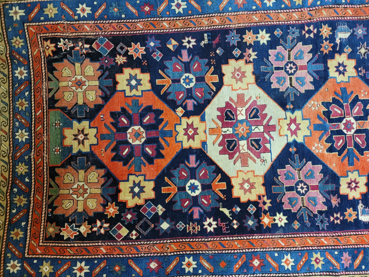 Orientteppich handgeknüpft Kazak antik 264x130 cm