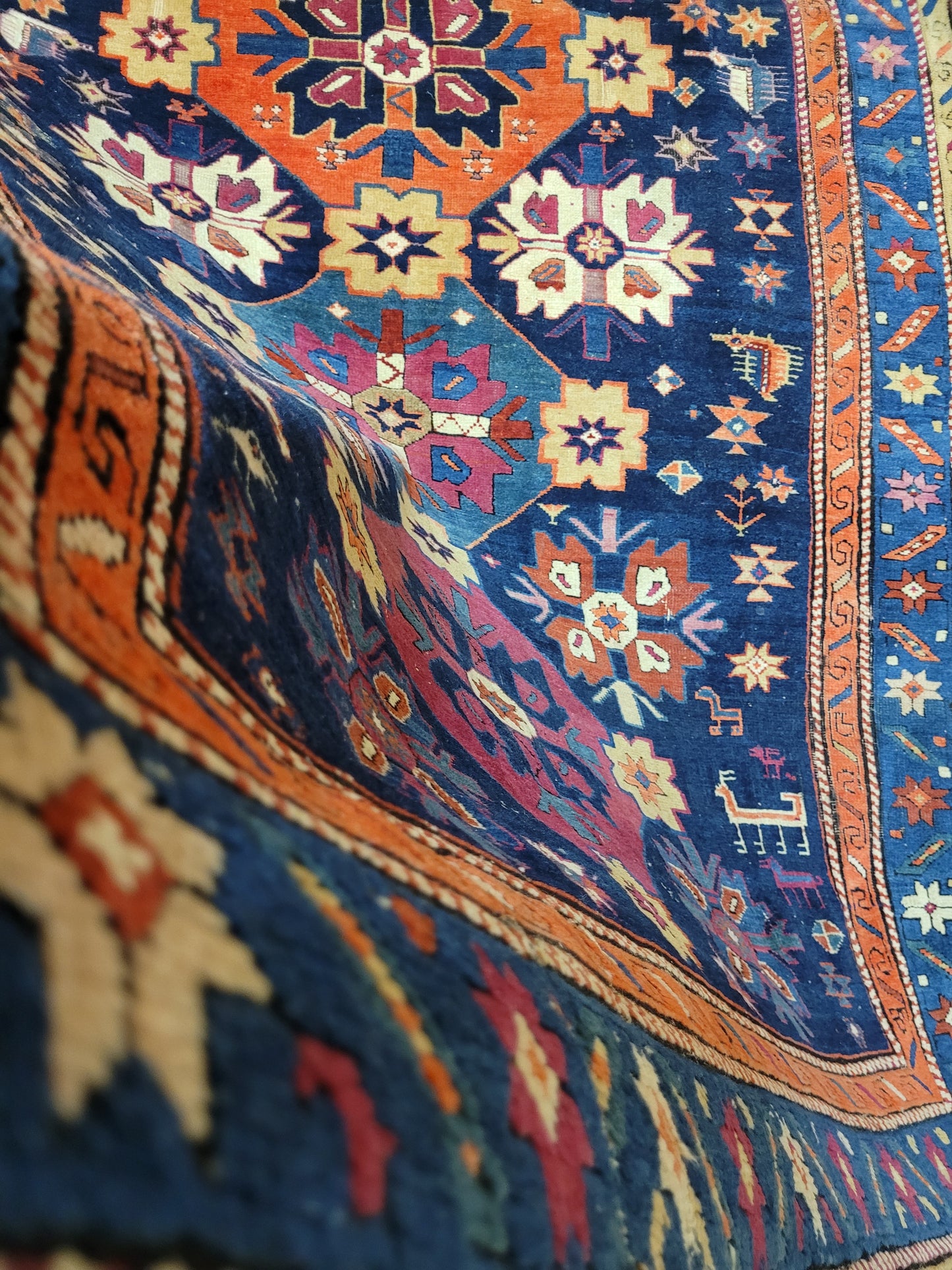 Orientteppich handgeknüpft Kazak antik 264x130 cm