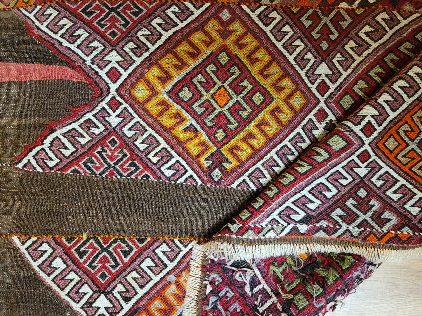 Orientteppich handgeknüpft Kelim Bachtiar 137×72 cm antik