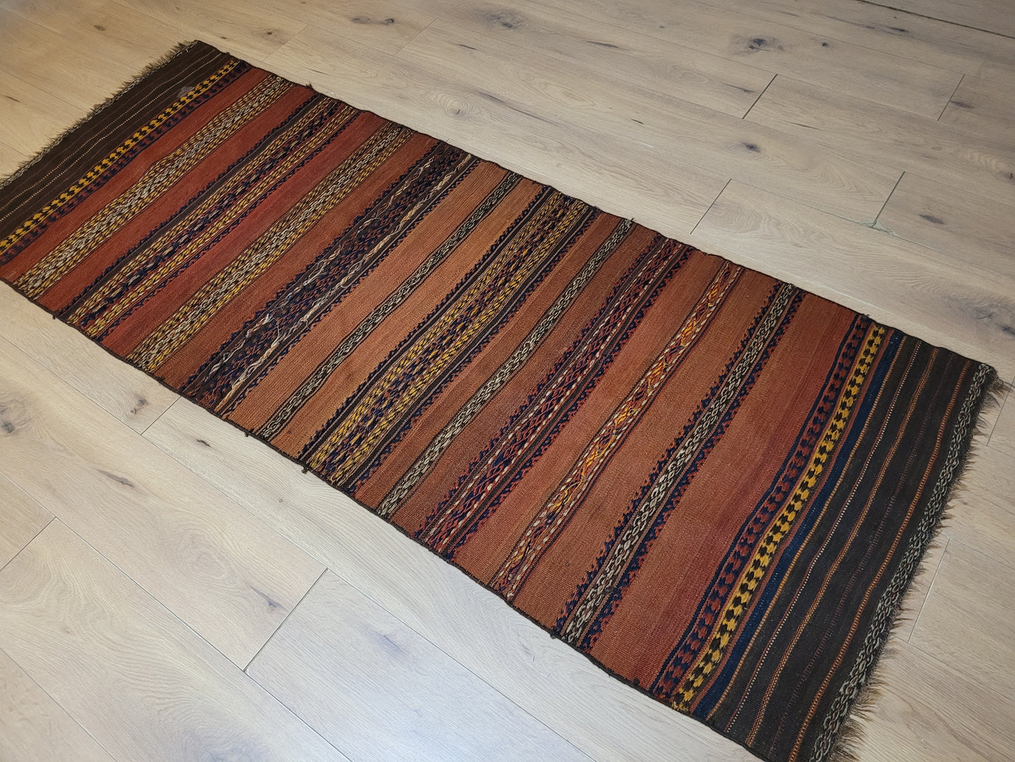 Orientteppich handgeknüpft Beludj Kelim 220×85 cm antik