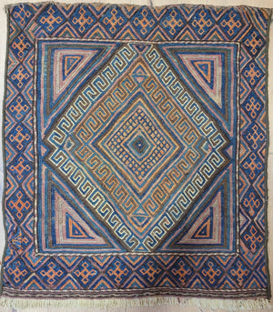 Orientteppich handgewebt Kelim geometrisch 75x67 cm