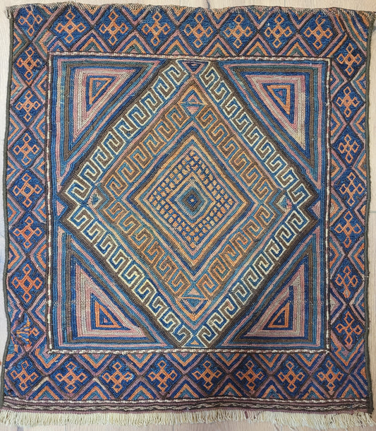 Orientteppich handgewebt Kelim geometrisch 75x67 cm