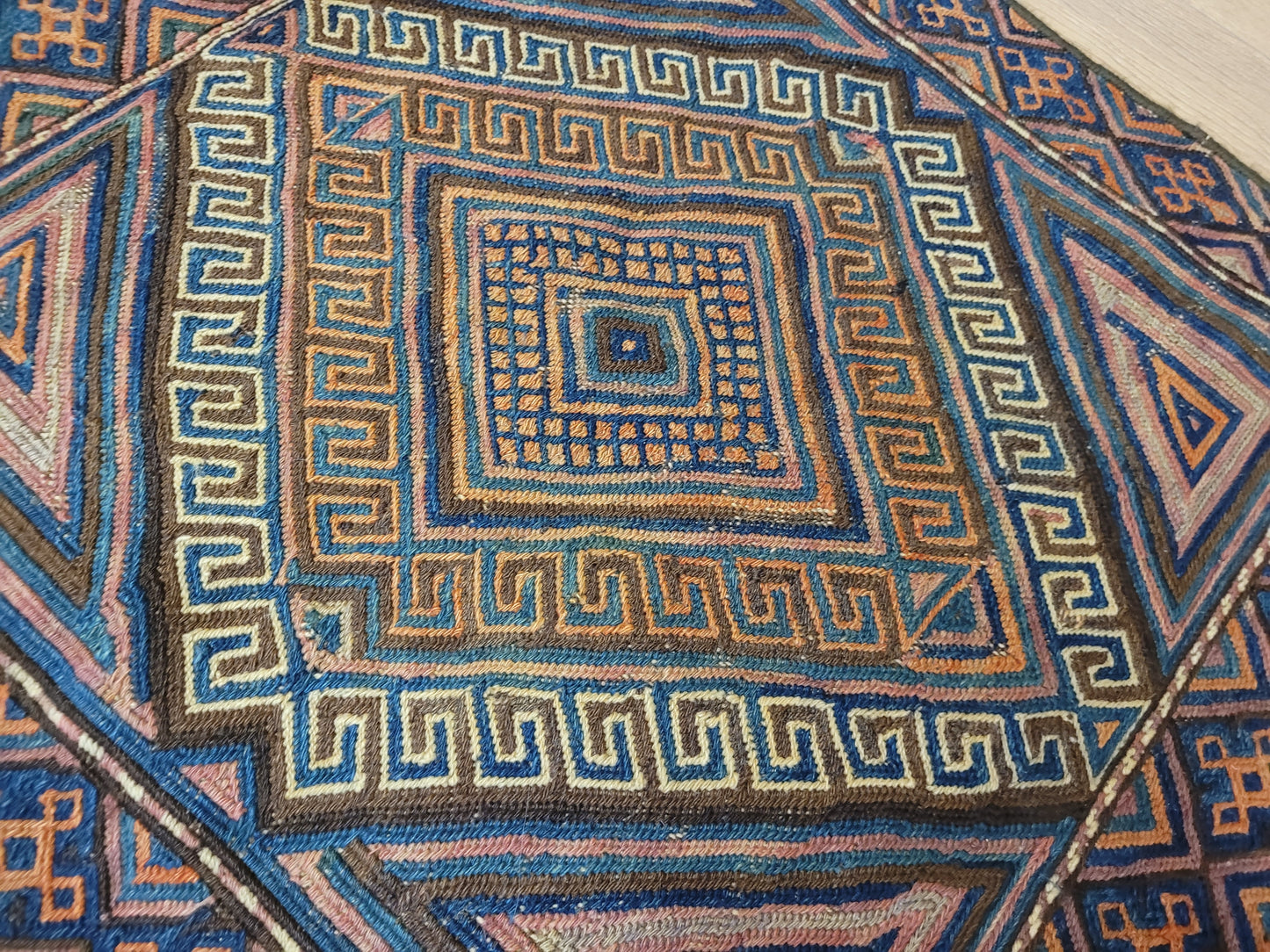 Orientteppich handgewebt Kelim geometrisch 75x67 cm