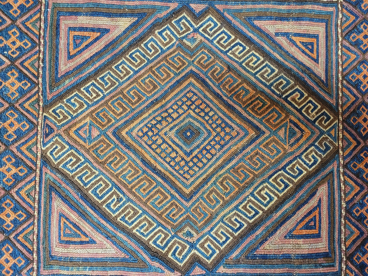 Orientteppich handgewebt Kelim geometrisch 75x67 cm