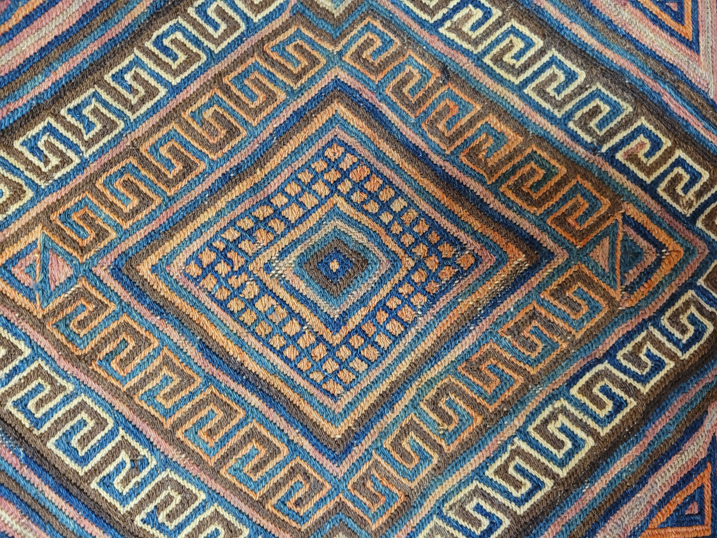 Orientteppich handgewebt Kelim geometrisch 75x67 cm