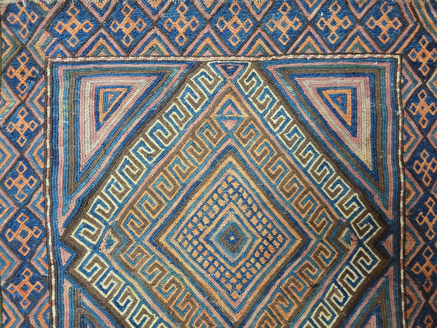 Orientteppich handgewebt Kelim geometrisch 75x67 cm