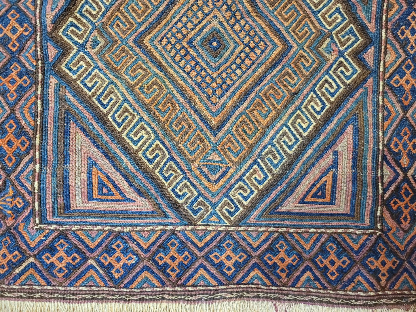 Orientteppich handgewebt Kelim geometrisch 75x67 cm