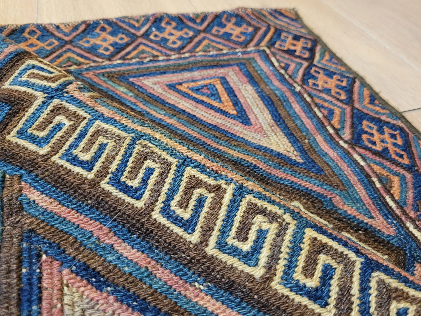 Orientteppich handgewebt Kelim geometrisch 75x67 cm