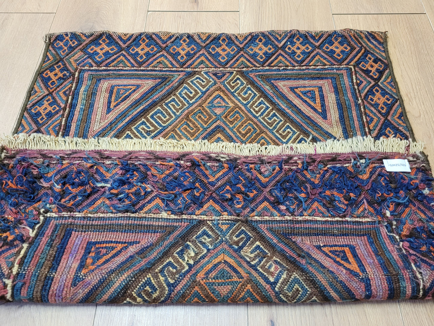 Orientteppich handgewebt Kelim geometrisch 75x67 cm