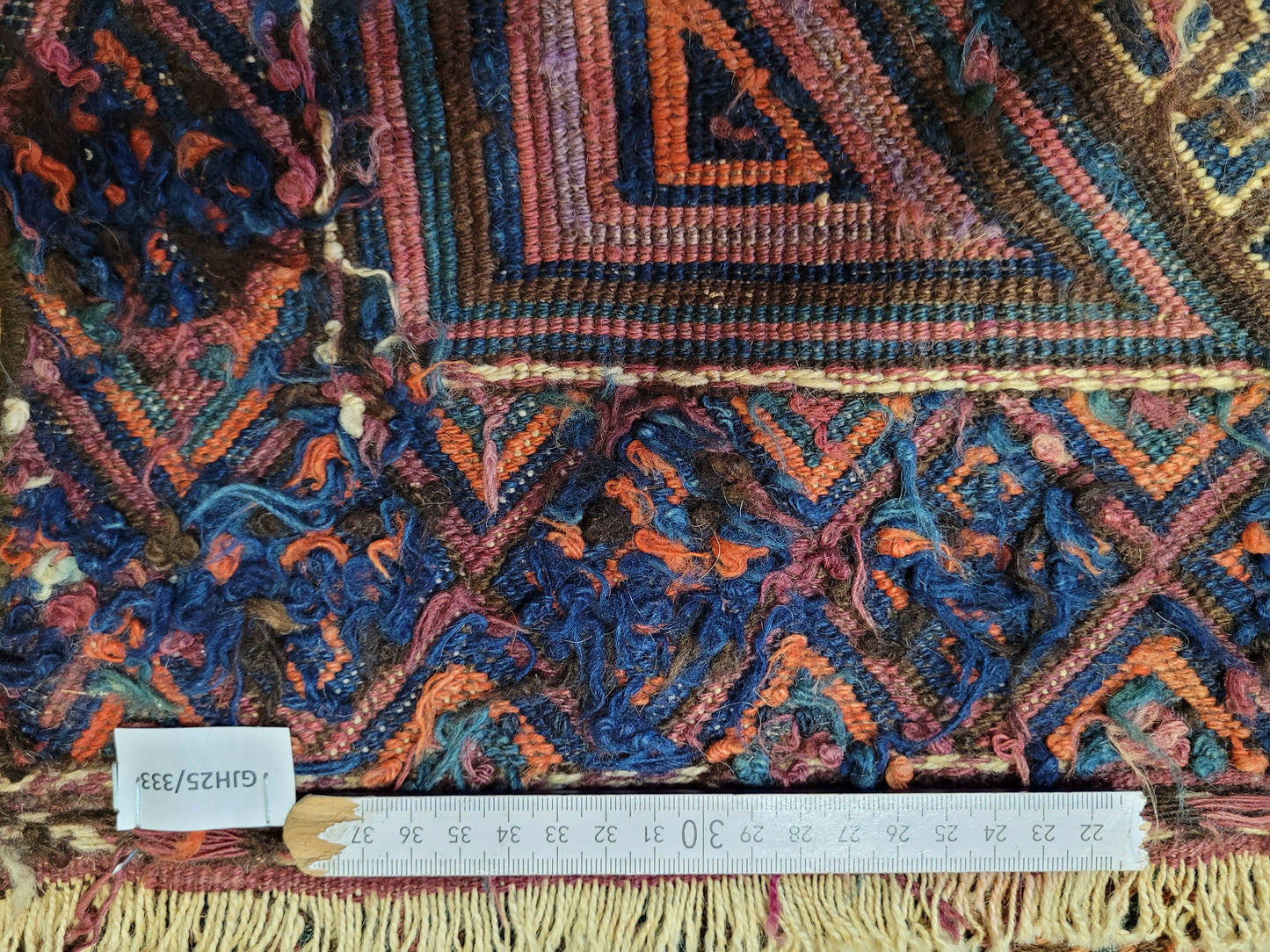 Orientteppich handgewebt Kelim geometrisch 75x67 cm